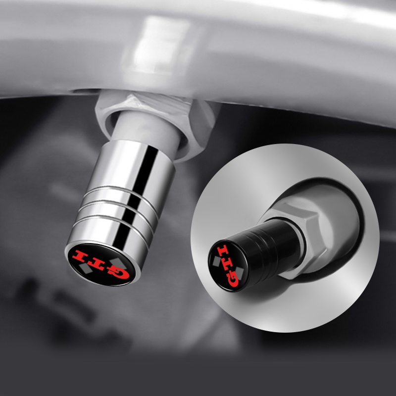 Set 4 Nắp Đậy Lốp Xe Hơi POLO Golf 5 6 7th generation GTI VW-GTI Bằng Nhôm Màu Đen / Bạc