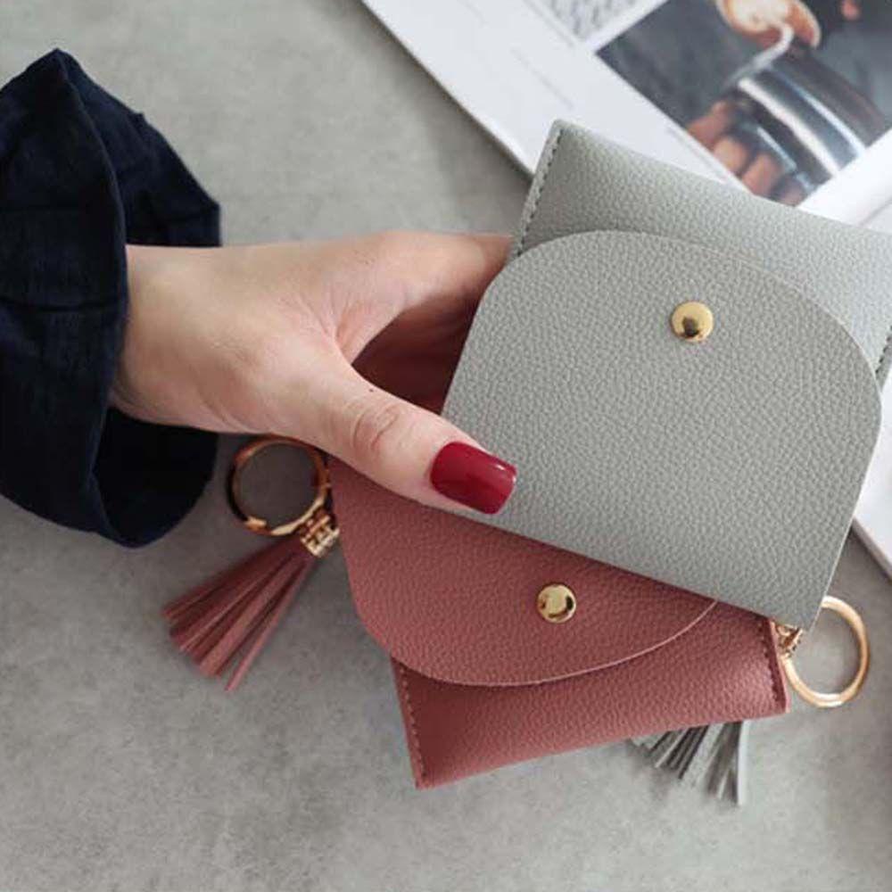 Ví Ngắn Đính Tua Rua Có Khóa Cài Thời Trang Cho Nữ Giá Đỡ