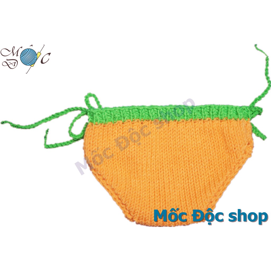 [Hỏa tốc HCM] Đồ bơi bikini len cho bé gái sơ sinh - 1 tuổi - trái cam