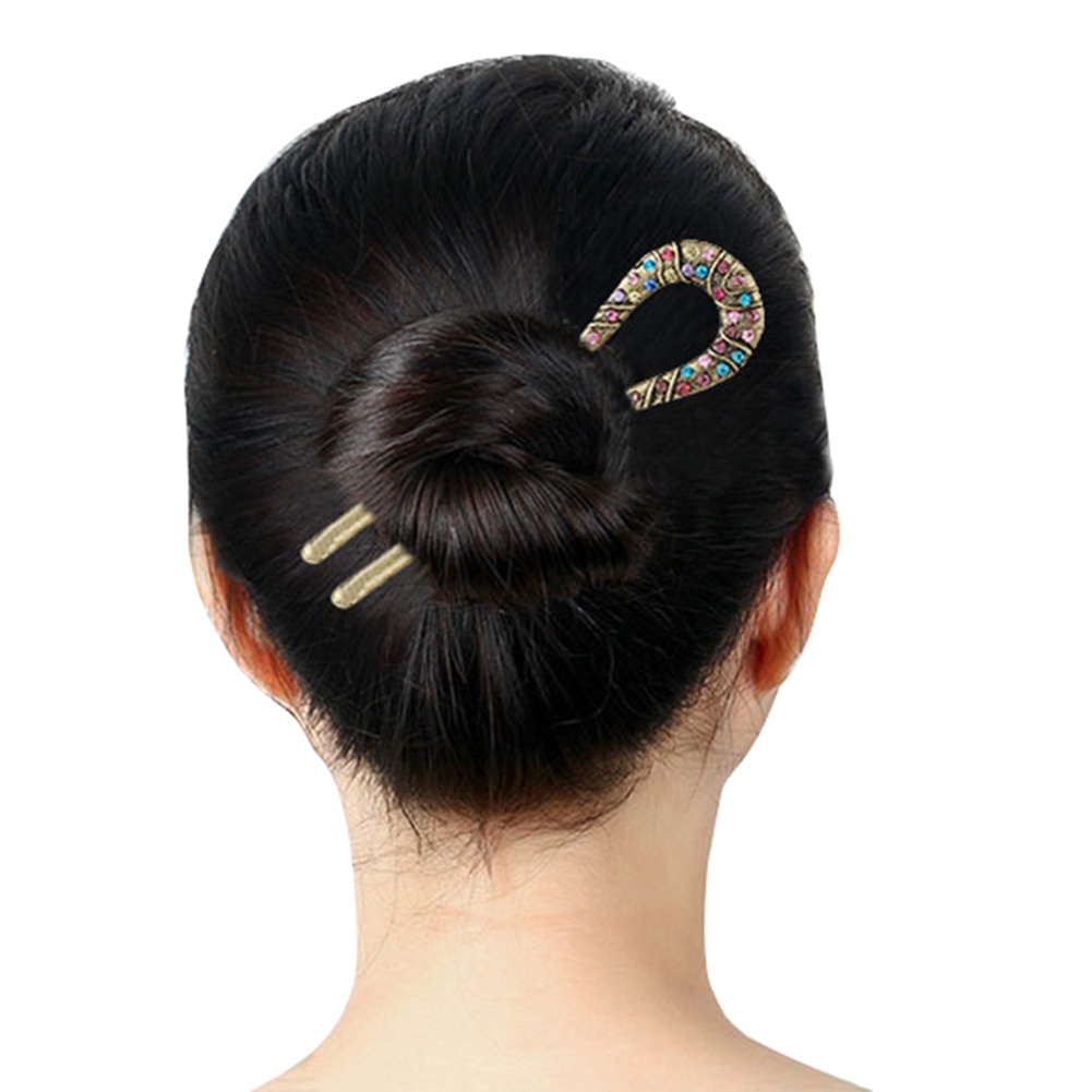 Trâm cài tóc hình chữ U đính đá thiết kế thời trang