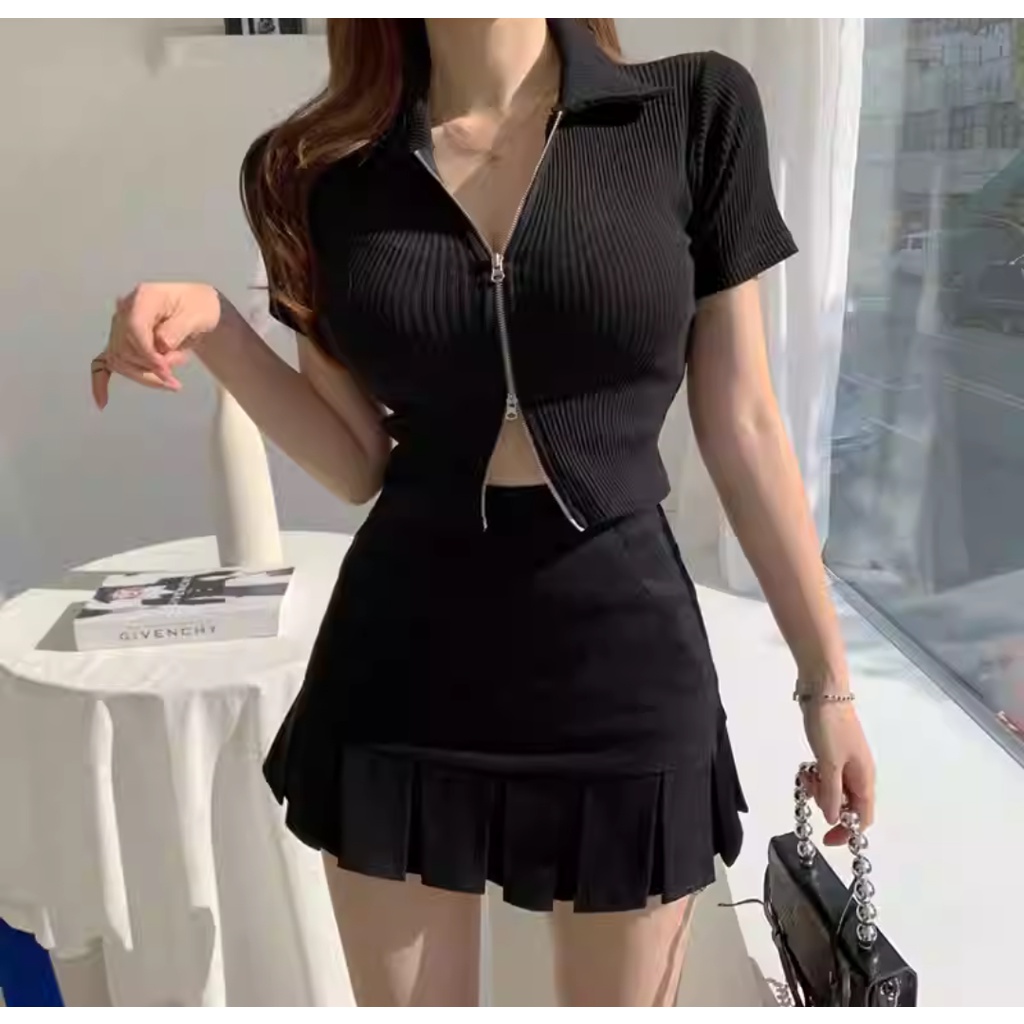 Chân váy trơn nữ đuôi cá ngắn có khoá kéo phía sau hot 2022