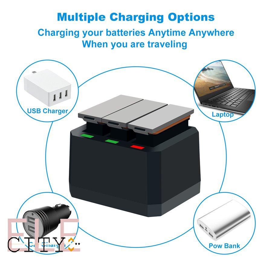 Bộ Sạc Pin 1300mah Ba Ngăn Cho Máy Ảnh Dji Osmo Action