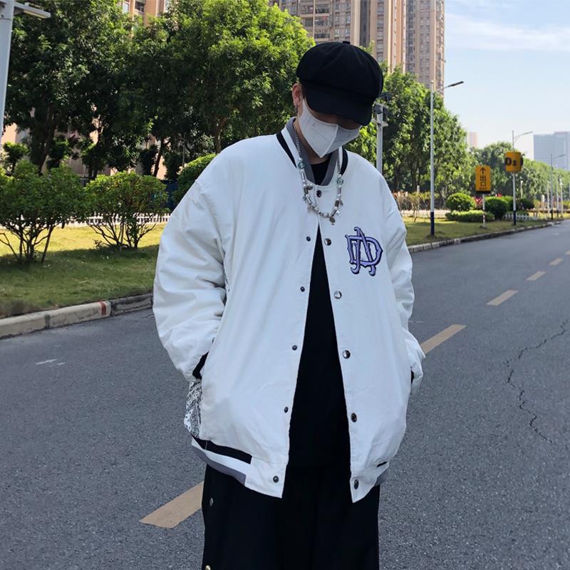 Áo khoác bóng chày thêu chữ và hoa phong cách Hip Hop đường phố năm 2021 chất lượng cao cho nam