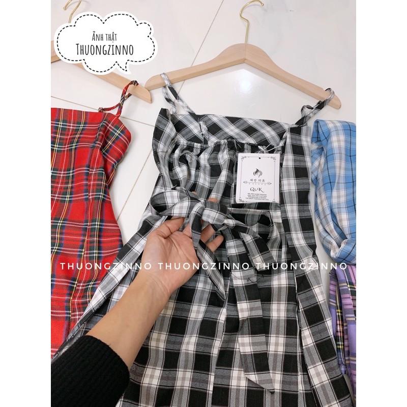 [Ảnh thật/Video] Váy 2 dây kẻ nhiều màu Đầm 2 dây kẻ ulzzang | BigBuy360 - bigbuy360.vn