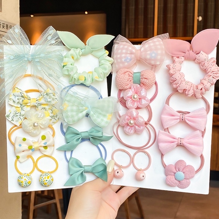 Bộ Dây Thun Cột Tóc Họa Tiết Hoạt Hình Phong Cách Hàn Quốc Xinh Xắn Cho Bé