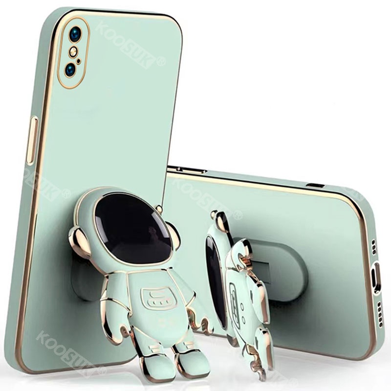 Ốp điện thoại KOOSUK dẻo họa tiết phi hành gia có giá đỡ thích hợp cho iPhone X XR XS Max 6 6S 7 8 Plus