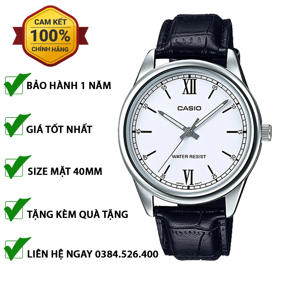 Đồng hồ nam chính hãng dây da thời trang, Đồng hồ Casio MTP-V005L-7B2UDF Bảo hành toàn quốc 1 năm