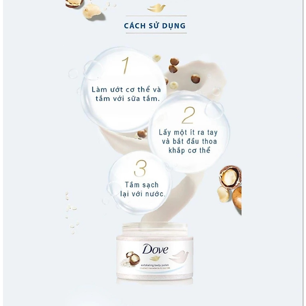 Tẩy da chết toàn thân Dove Exfoliating Body Polish tẩy da chết body với chất kem mịn mùi hương ngọt ngào thơm mát