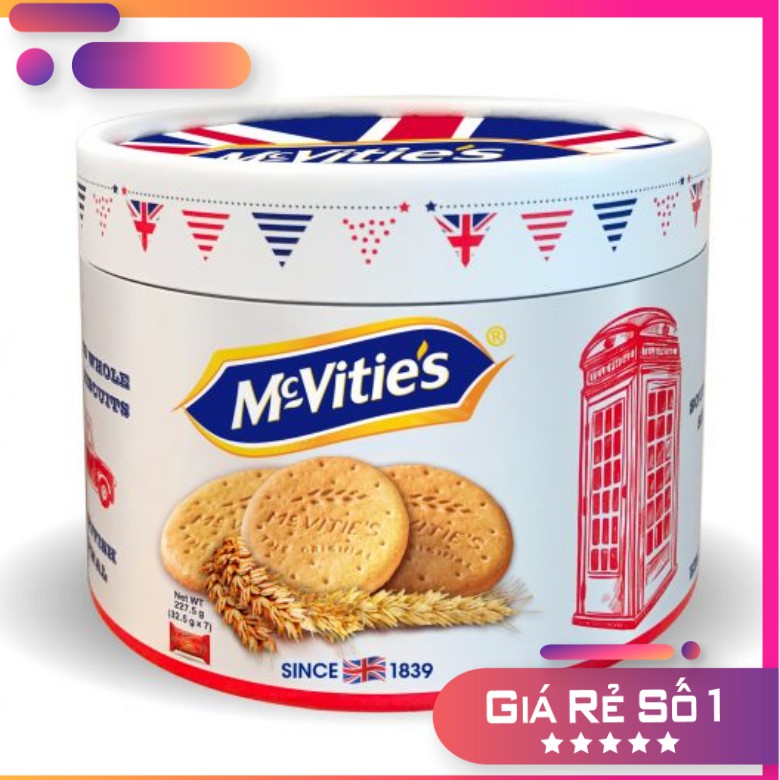 [Hộp quà tết 2022] Hộp bánh McVitie's Digestive mini vị truyền thống 227.5g