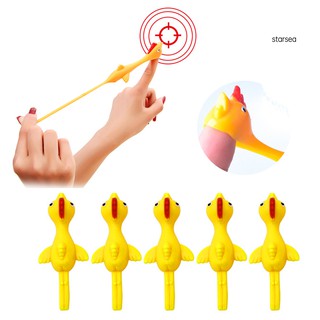 STSE_5pcs Funny Chicken Shape Stretchy Slingshot Finger Fling Joke Toys Party Props