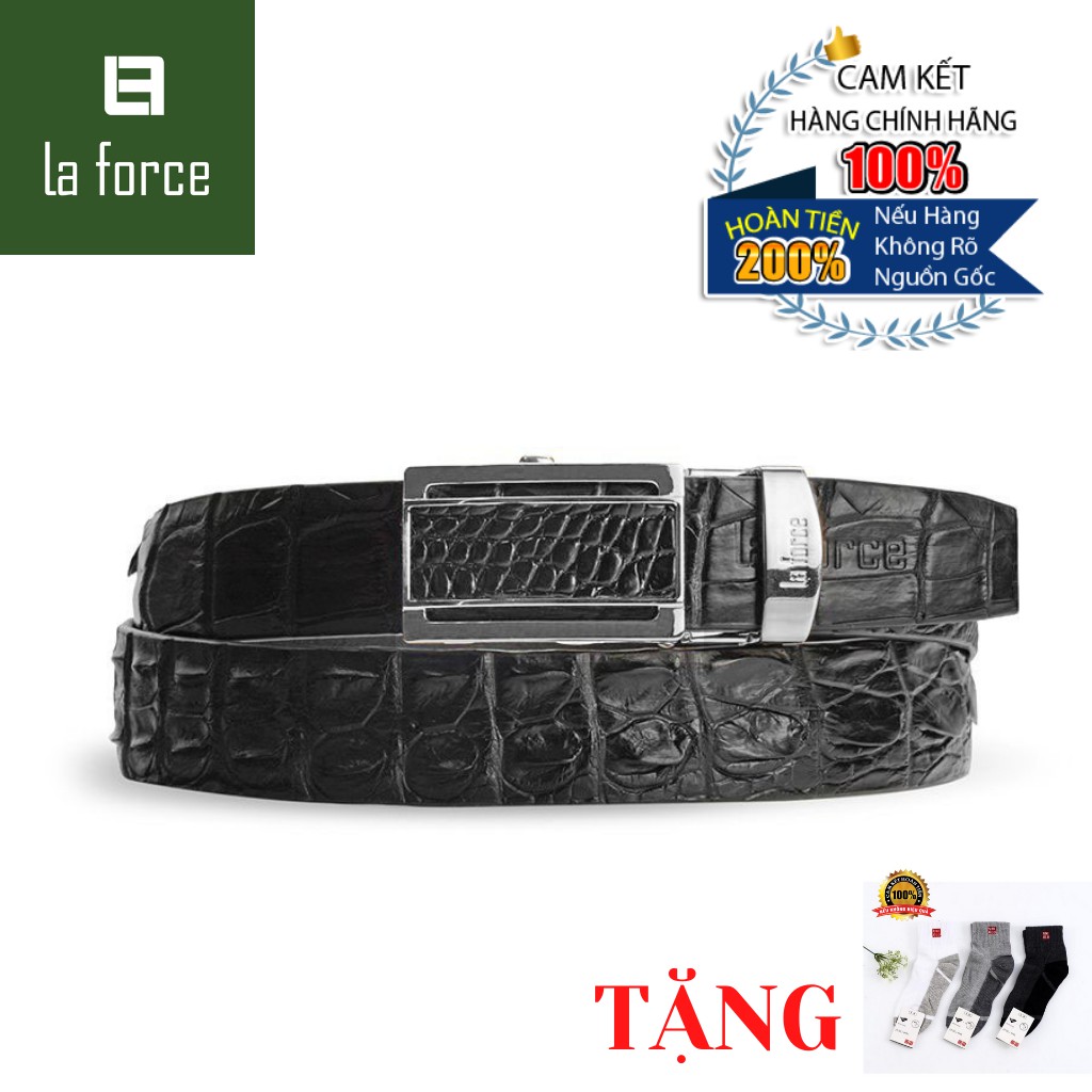 Dây Lưng Nam LAFORCE Da Cá Sấu Da Lưng DLA1200-02B-L-D Tặng Tất UNIQLO Chính Hãng