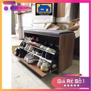 Tủ giày gỗ thông minh cao cấp, tủ giày thông minh tích hợp đôn ngồi. gỗ MDF[BẢO HÀNH 12 THÁNG]