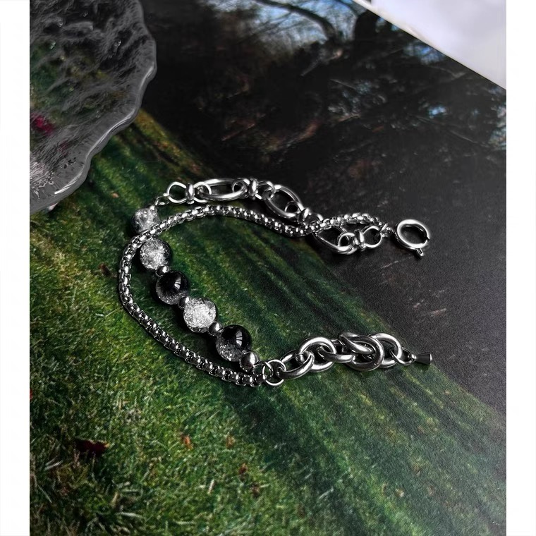 Vòng Tay Chuỗi Hạt Bằng Thép Titan Phong Cách hip hop Thời Trang Cho Nam Và Nữ