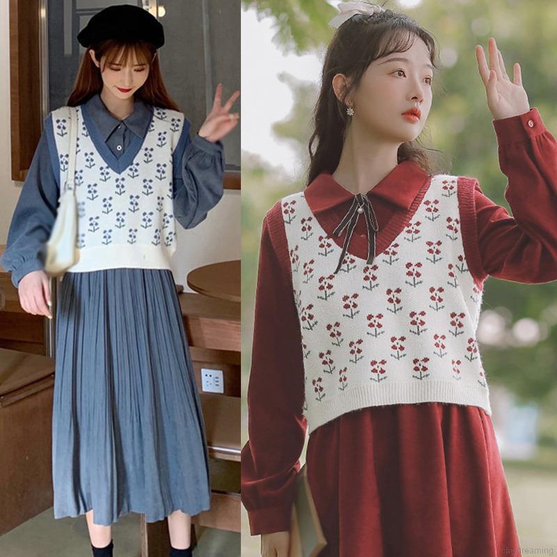 Áo len không tay dáng rộng phong cách vintage dành cho nữ