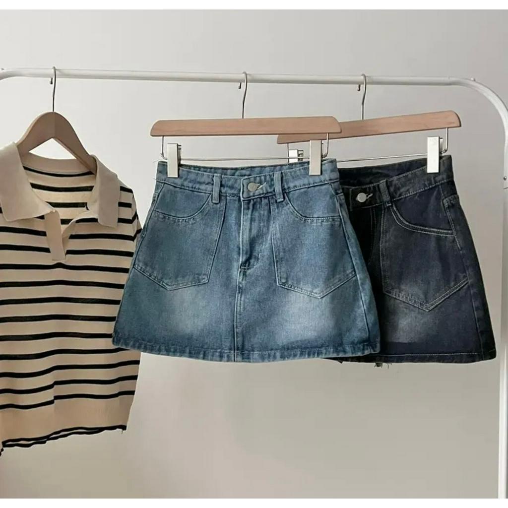 Chân Váy Jean Túi nhọn Dáng Ngắn CHÂN VÁY JEAN Túi NHỌN