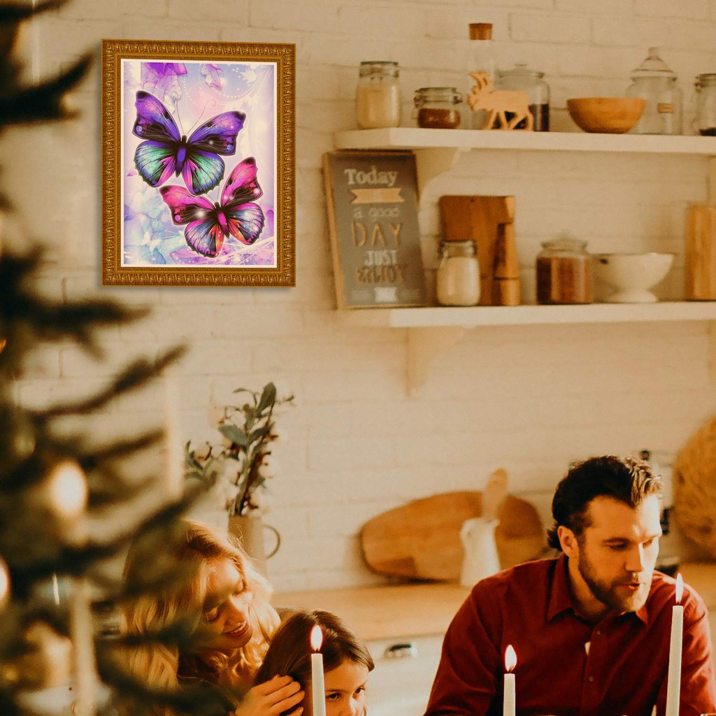 【PM】5D DIY Butterfly Full Drill Rhinestone Diamond Painting Kits For Home DécorTranh thêu chữ thập 5D DIY