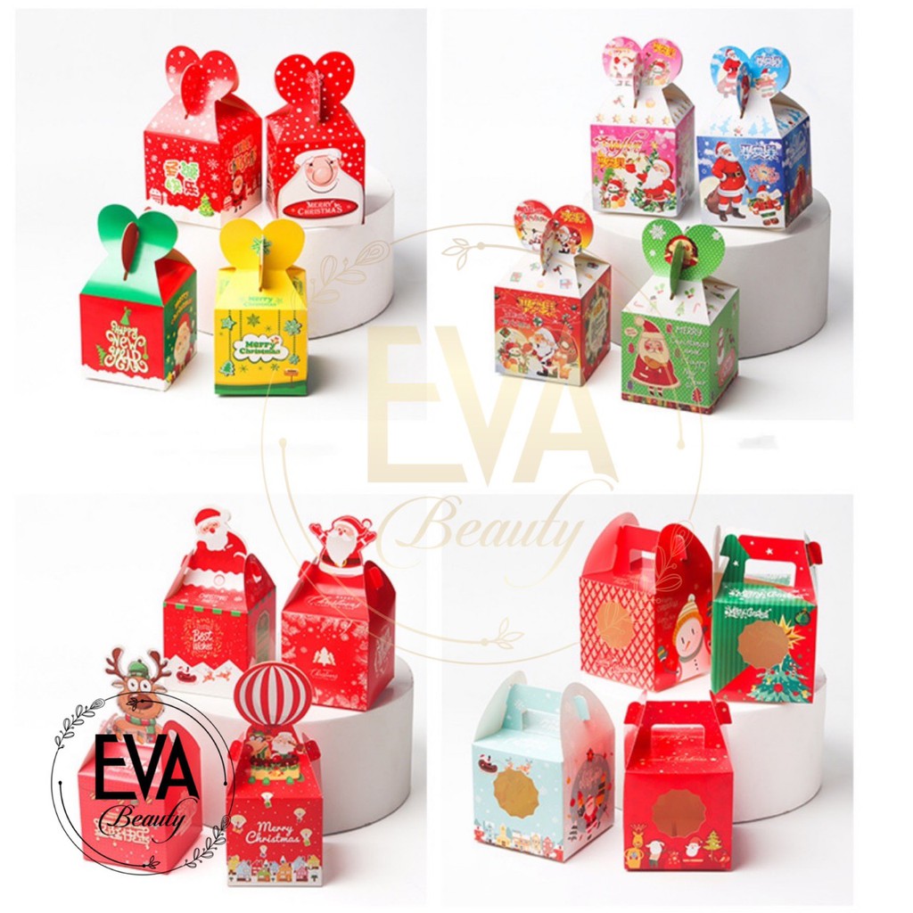 Combo 5 Hộp Giấy Đựng Quà Giáng Sinh / Hộp Quà Noel Hoạt Hình Xinh Xắn Nhiều Mẫu M2014