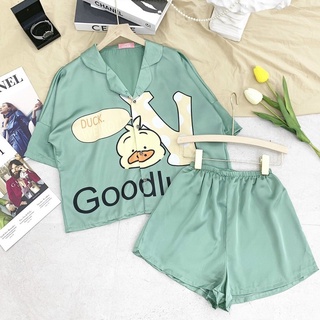 Bộ ngủ pyjama đùi dơi lụa in hình 3d siêu đẹp