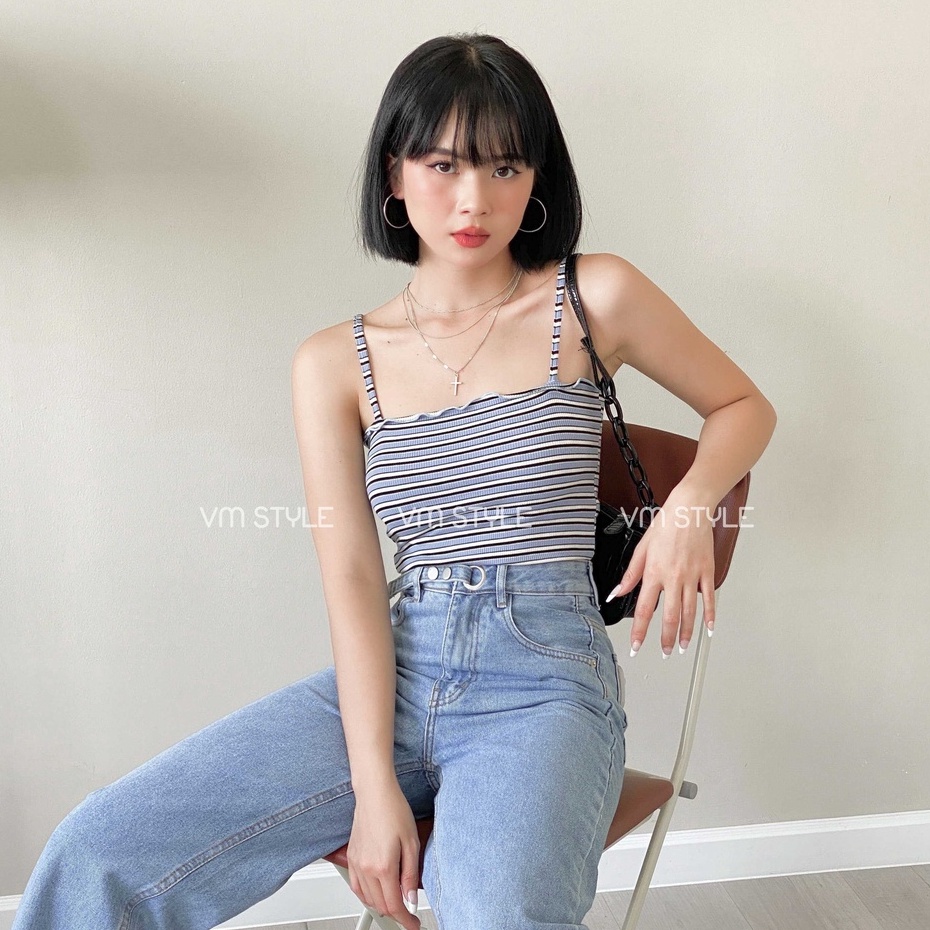 Áo thun 2 dây trơn VM STYLE tua rua basic thời trang ulzzang 22ATU04T371301