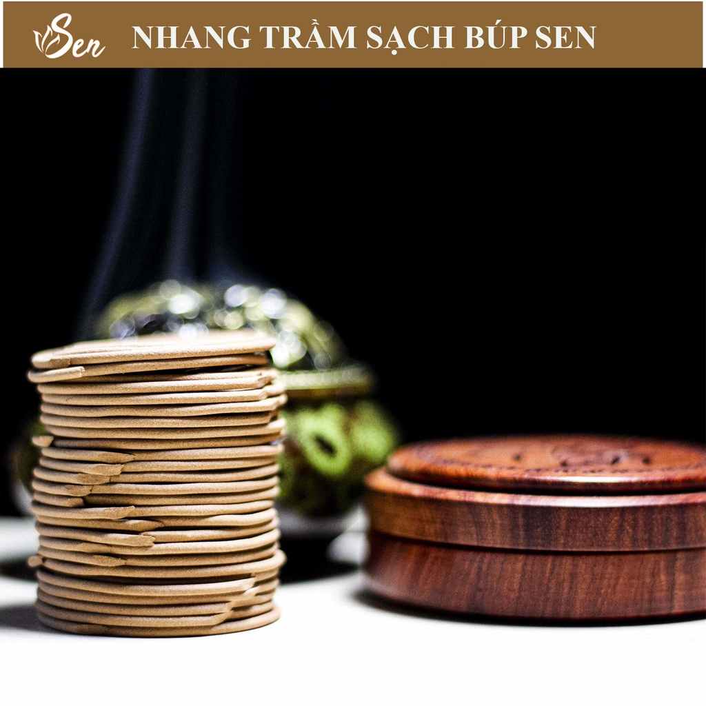 Lư xông trầm gỗ hương nhang khoanh - Nhang Trầm Sạch Búp Sen
