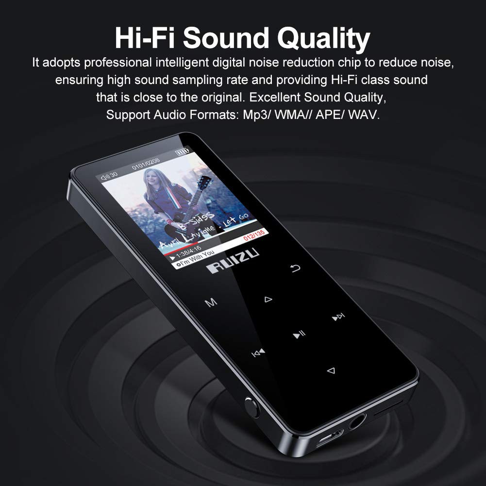 Máy Nghe Nhạc MP3 Lossless Bluetooth 4.1 Ruizu D51 Bộ Nhớ Trong 8GB (Có Loa Ngoài) - Hàng Chính Hãng