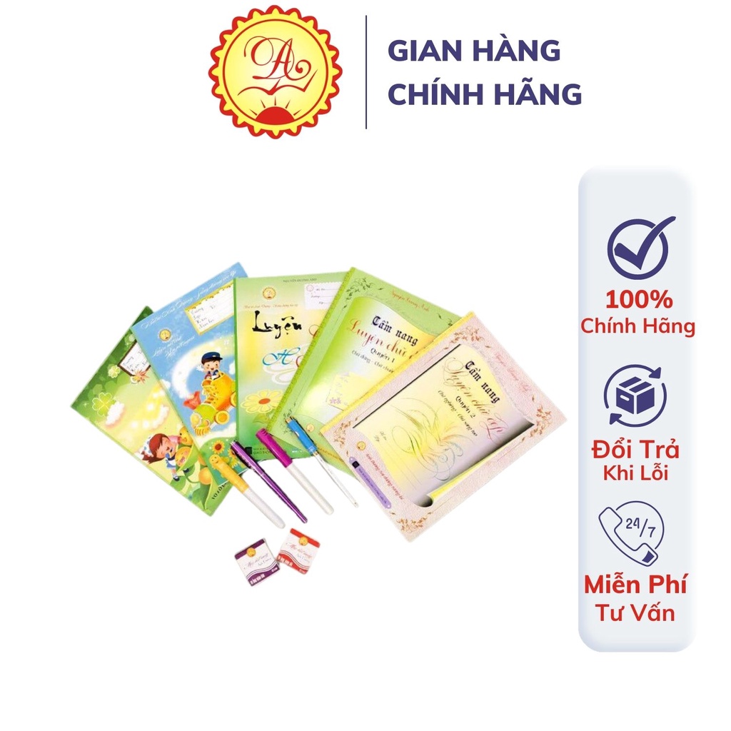 Bộ 5 quyển vở luyện chữ đẹp Ánh Dương tại nhà kèm bút và ống mực tiện lợi