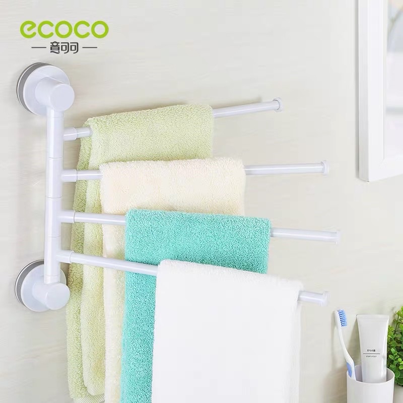 Giá Treo Đồ 4 Thanh Inox Xoay 180 Độ Đa Năng ECOCO, Thanh Treo Khăn Nhà Tắm Tiện Lợi