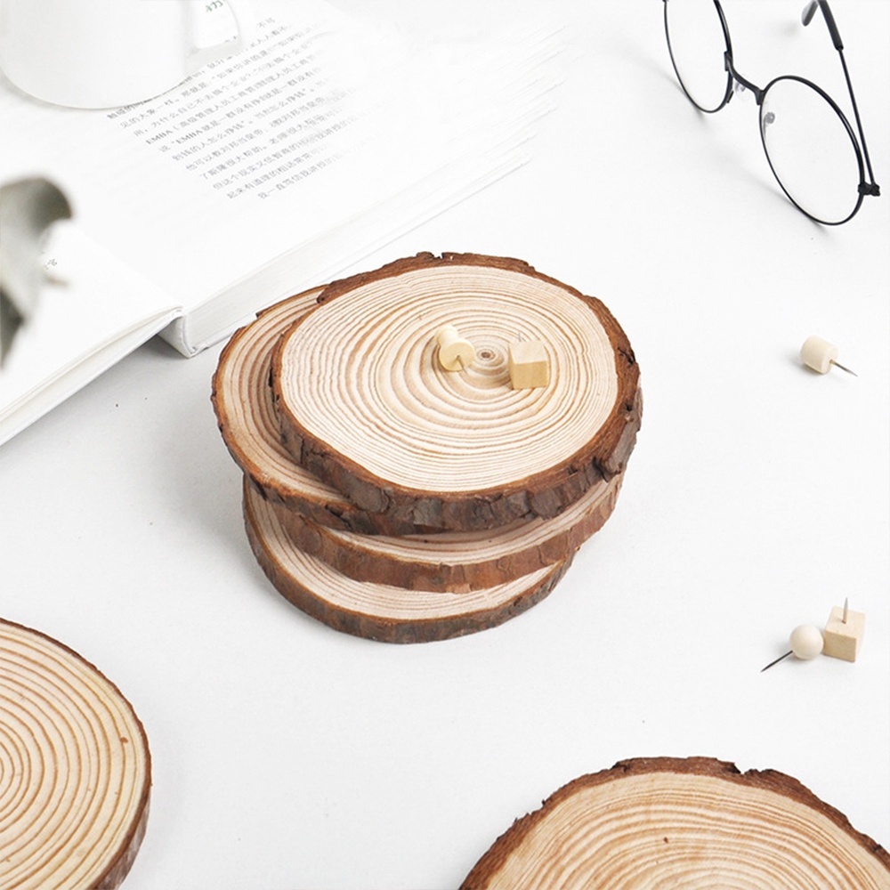 Đế lót ly nến thơm, Tấm lót cốc uống cà phê bằng gỗ, miếng lót ly cốc uống trà hình tròn bằng khoanh gỗ tự nhiên
