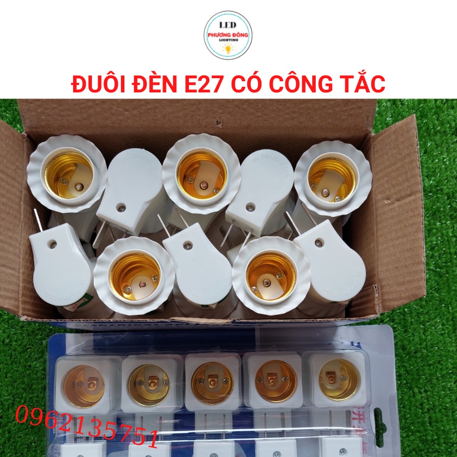 Đui đèn E27 Công Tắc Vuông và Tròn