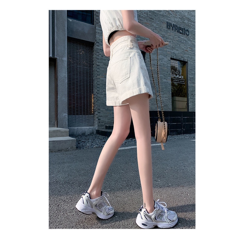 Quần Short Denim Ống Rộng Lưng Cao Plus Size