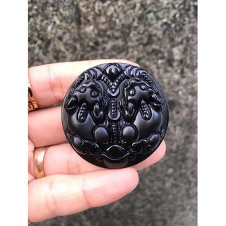 NGỌC BỘI ĐÔI TỲ HƯU MÀU ĐEN - DẠNG TRÒN [TẶNG KÈM DÂY ĐEO]