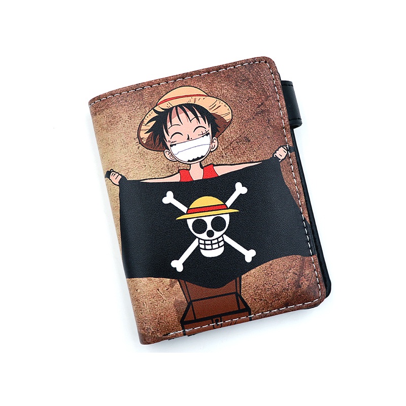 Ví Ngắn Gập Đôi In Hình Cờ Đầu Lâu Cướp Biển Luffy One Piece