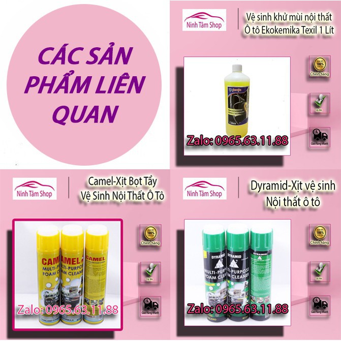 Combo 03 Chai xịt bọt Flamingo vệ sinh da làm sạch ghế da, nội thất ô tô F002 650 ml - Làm sạch ghế da, nỉ, taplo