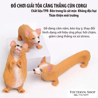 Đồ chơi Cún Corgi Silicon, Cún Corgi Xả Stress Biến hình bóp nắn co giãn, đồ chơi xả stress hiệu quả.