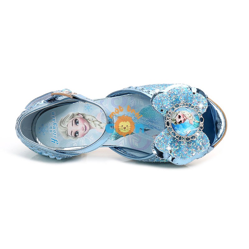 Giày Công Chúa Elsa Cao Gót Hở Mũi Cho Bé 3 -12 Tuổi - Màu hồng, xanh và bạc