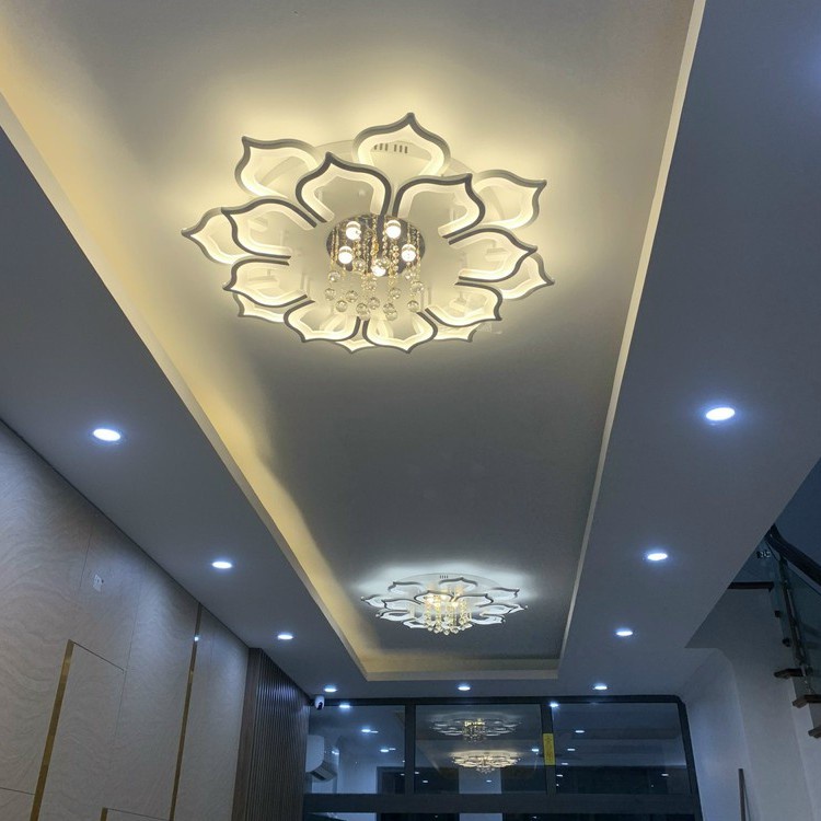 Đèn Mâm Led Ốp Trần Hoa Sen 20 Cánh Trang Trí Phòng Khách,Ngủ,Spa Điểu Khiển Từ Xa Phân Tầng, Lõi Đồng
