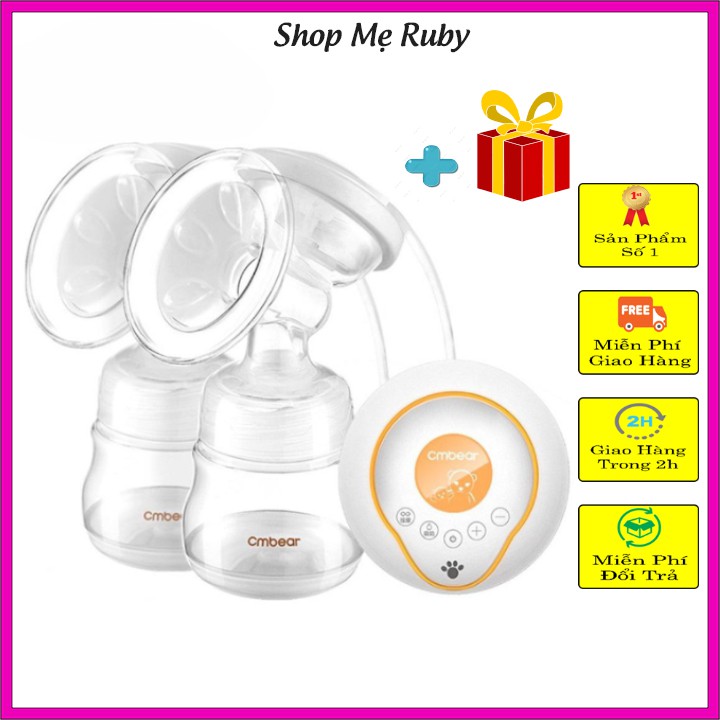 Máy hút sữa điện đôi cmbear, máy hút sữa cmbear chính hãng, có chế độ masa không đau đầu ti mẹ an to