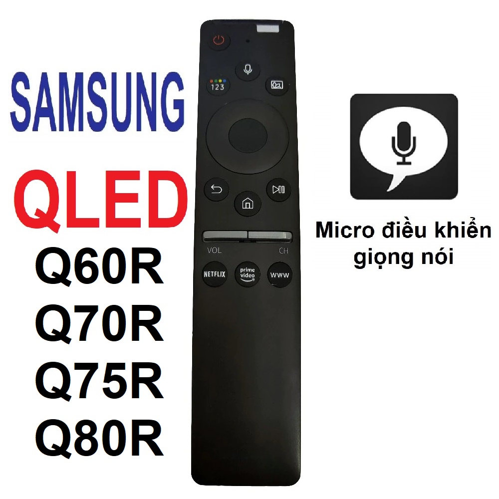 Remote điều khiển tivi SAMSUNG QLED dòng Q60R Q70R Q75R Q80R giọng nói micro (Tặng pin - Micro điều khiển giọng nói)