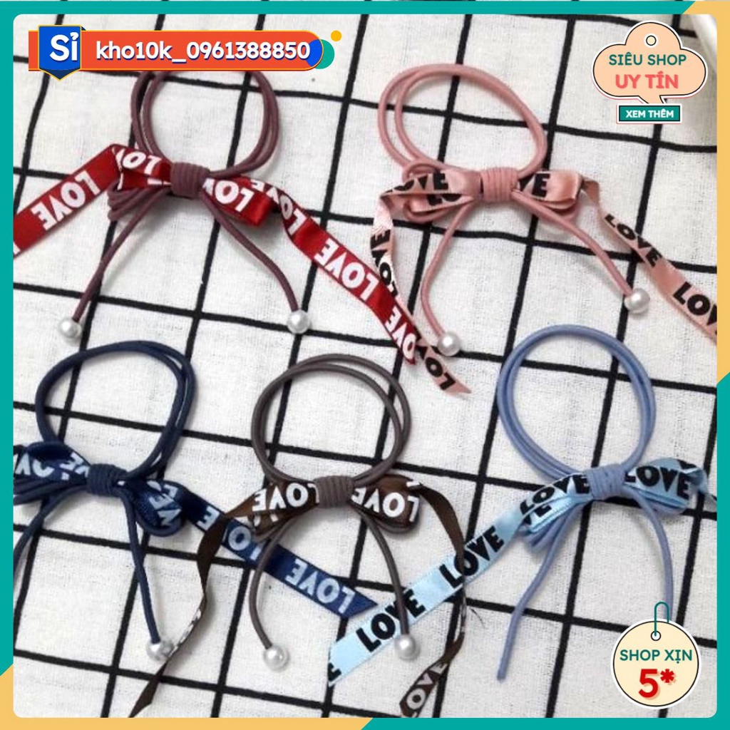 Sỉ 10 buộc tóc in hình chữ love hàn quốc  37k