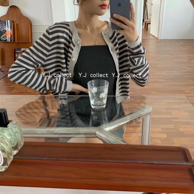 Áo cardigan len mỏng Kẻ ngang Ulzzang style  Hàng Quảng Châu