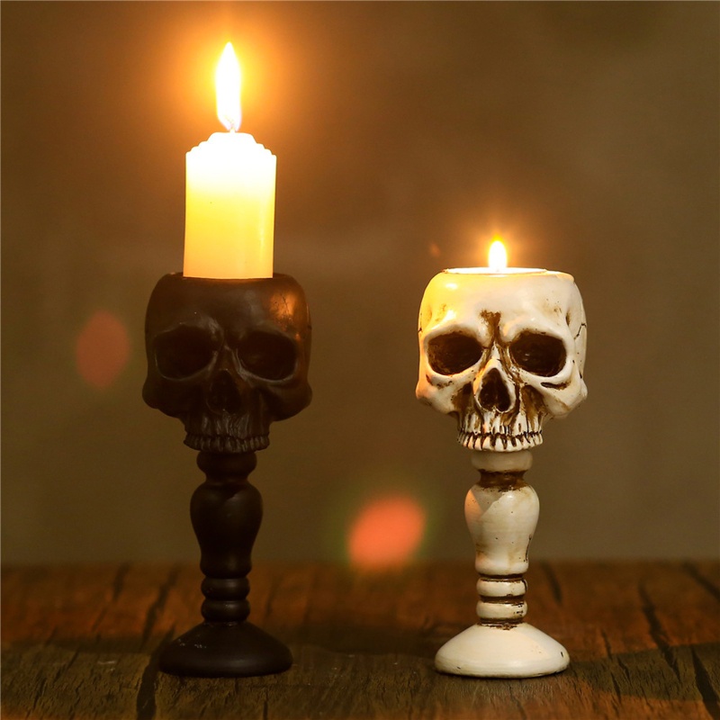 Giá Đỡ Nến Hình Đầu Lâu Bằng Nhựa Resin Phong Cách Cổ Điển Trang Trí Halloween / Giáng Sinh / Quán Bar