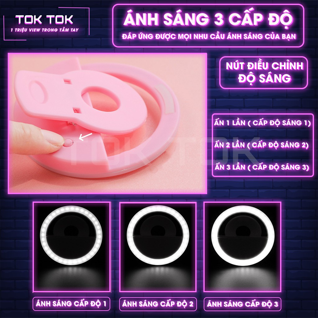 Đèn Selfie chụp ảnh trợ sáng điện thoại di động sạc pin tiện lợi – TOKTOK | BigBuy360 - bigbuy360.vn