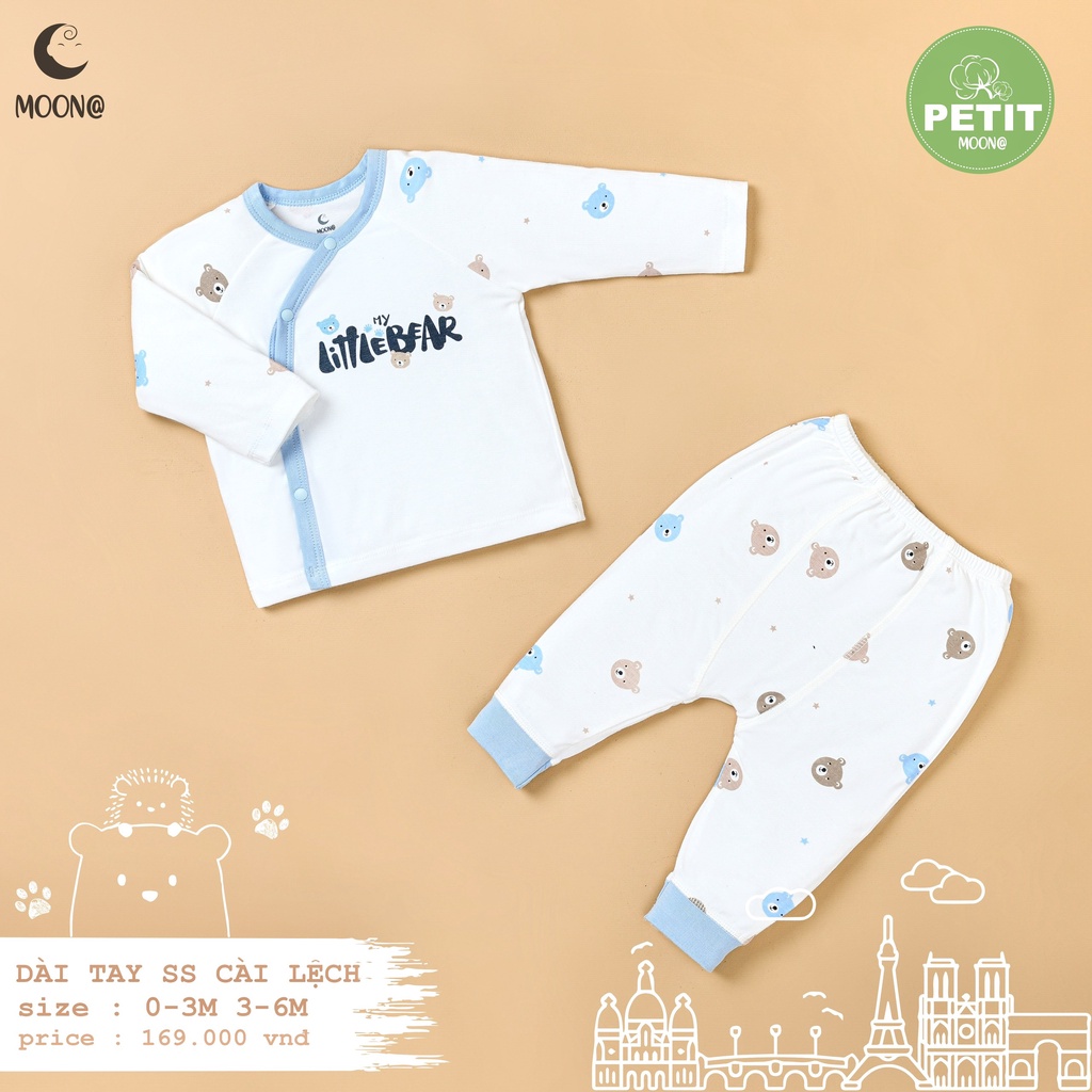 [CHÍNH HÃNG] Bộ sơ sinh cài chéo petit họa tiết bắt mắt đáng yêu trẻ em Moon