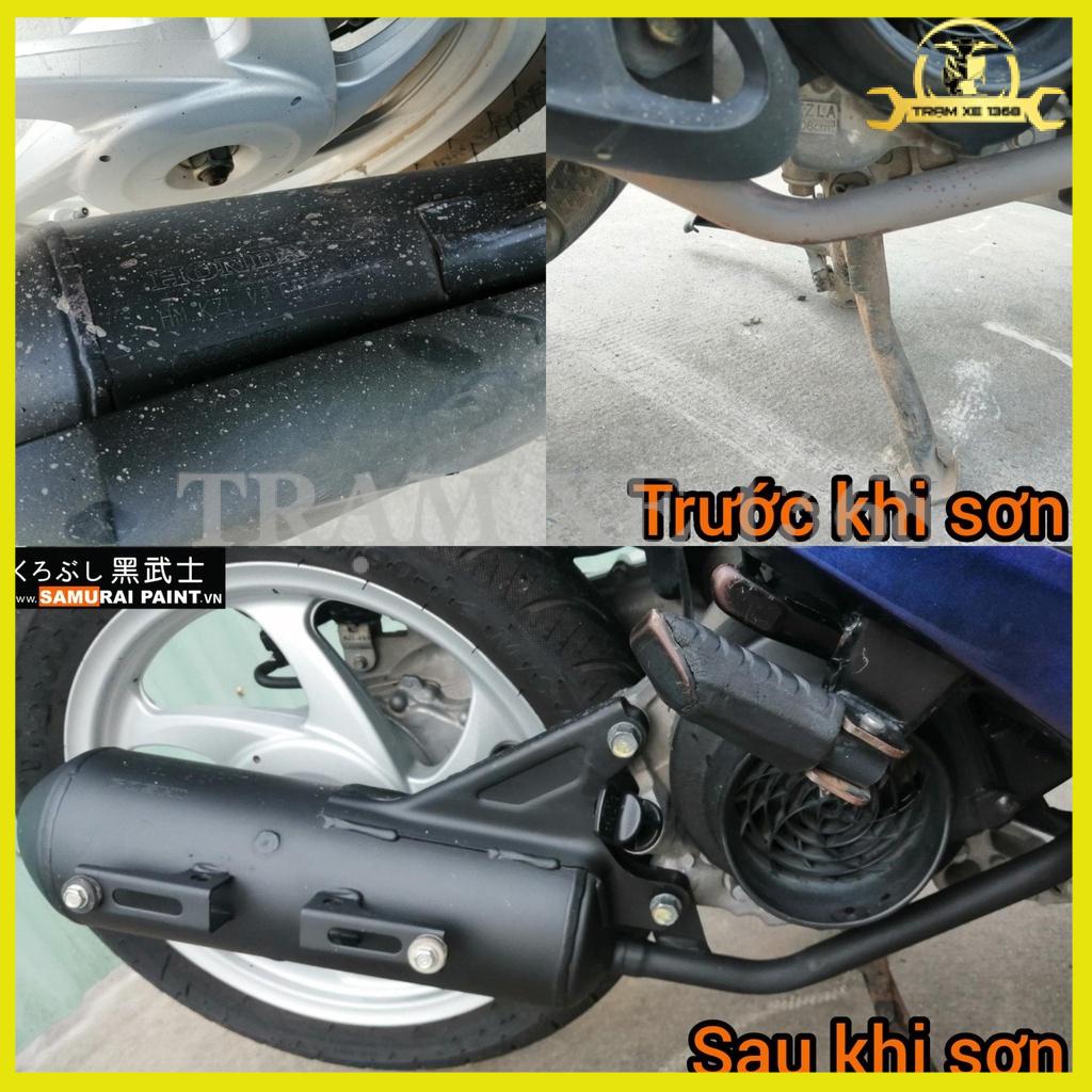 Chai sơn Samurai H2 chịu nhiệt chống cháy màu đen mờ 300ml - Sơn pô zin