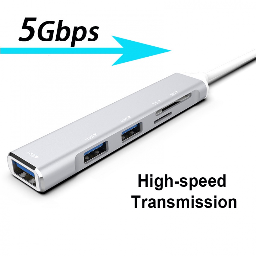 Bộ Chia 5 Cổng USB Type C Sang USB 2.0 USB 3.0 SD TF Card
