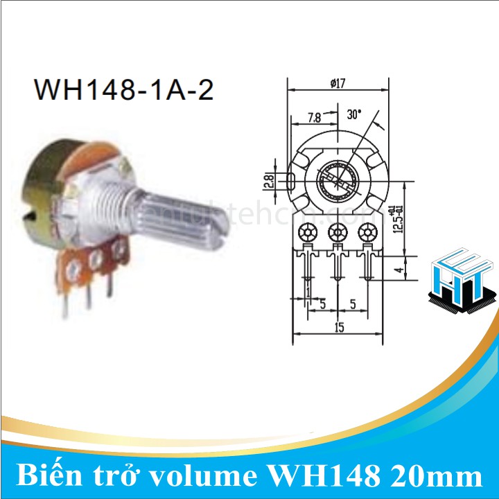 Biến trở volume / Chiết áp đơn WH148 20mm