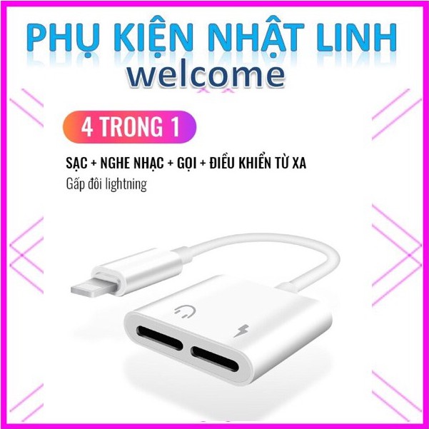 Jack Chuyển Đổi 2 Trong 1- Chia Cổng Lighting sang 3.5mm và chân lightning - Vừa Sạc Vừa Sử Dụng Tai Nghe-Phụ Kiện Nhật