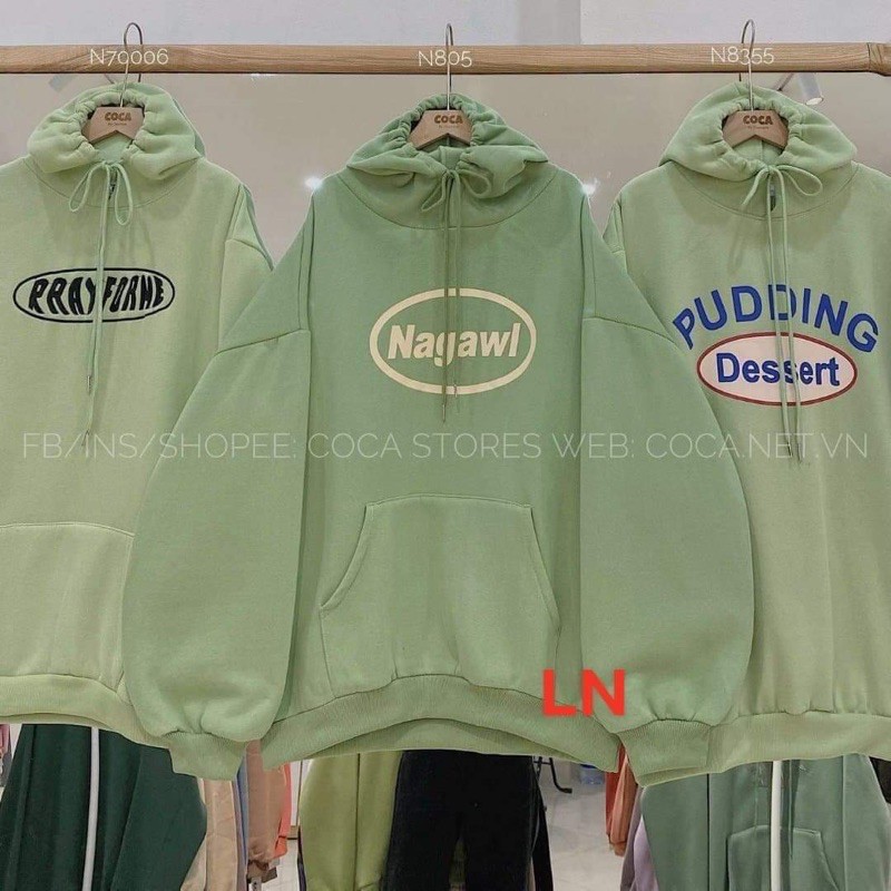 Áo hoodie 3D xanh xi măng LN11