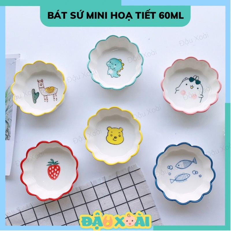 Bát sứ hình hoa ăn dặm hoạ tiết mini cho bé
