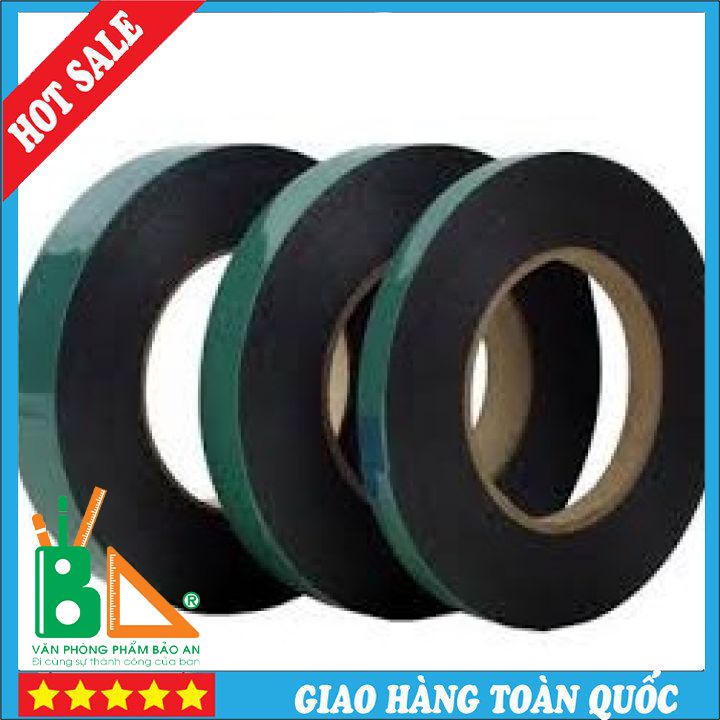 Băng Dính 2 Mặt Xốp Xanh Đen 2Cm có độ dính cực kỳ cao, hơn hẳn so với băng dính xốp vàng